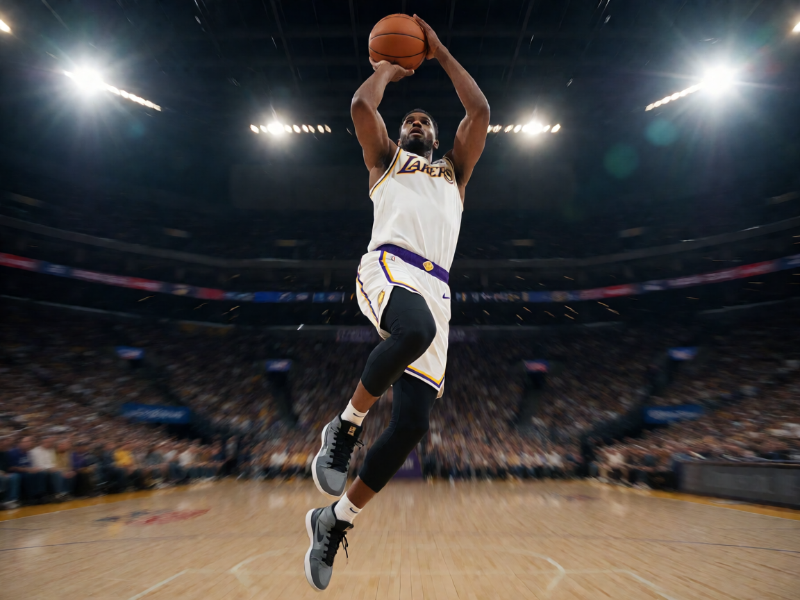 NBA季后赛比赛中球员跳投瞬间