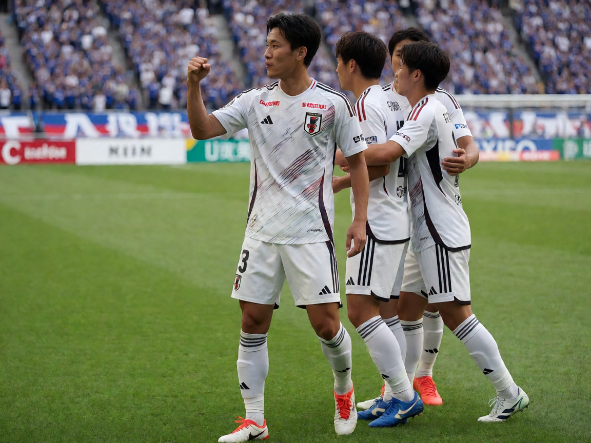 日本J联赛比赛现场球员庆祝